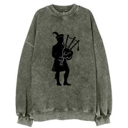 Bagpiper in traditional stance - Vintage Sweatshirt - Forest Mist(Green)