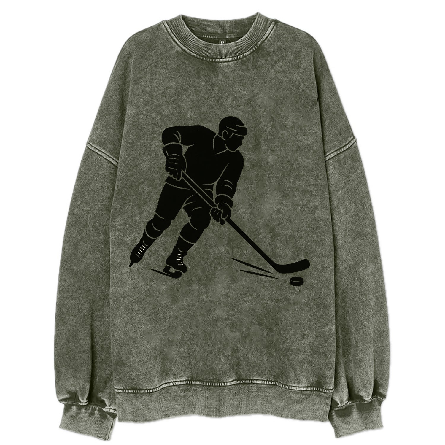 Ice hockey player shooting puck - Vintage Sweatshirt - Forest Mist(Green)