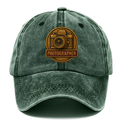 Camera with vintage lens - photographer badge - Classic Cap - Forest Mist(Green)