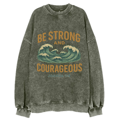 Joshua 1:9 Ocean - Vintage Sweatshirt - Forest Mist(Green)