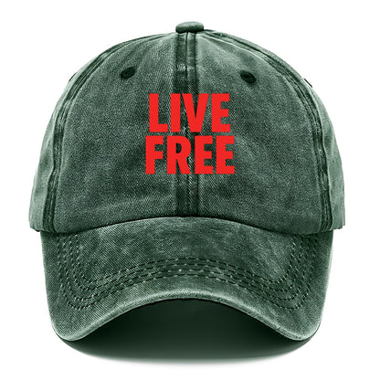 Bold typography design - "LIVE FREE" - unrestricted living - Classic Cap - Forest Mist(Green)