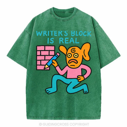 WRITERS BLOCK IS REAL | Brick wall with pencil - Vintage T-shirt - Forest Mist(Green)