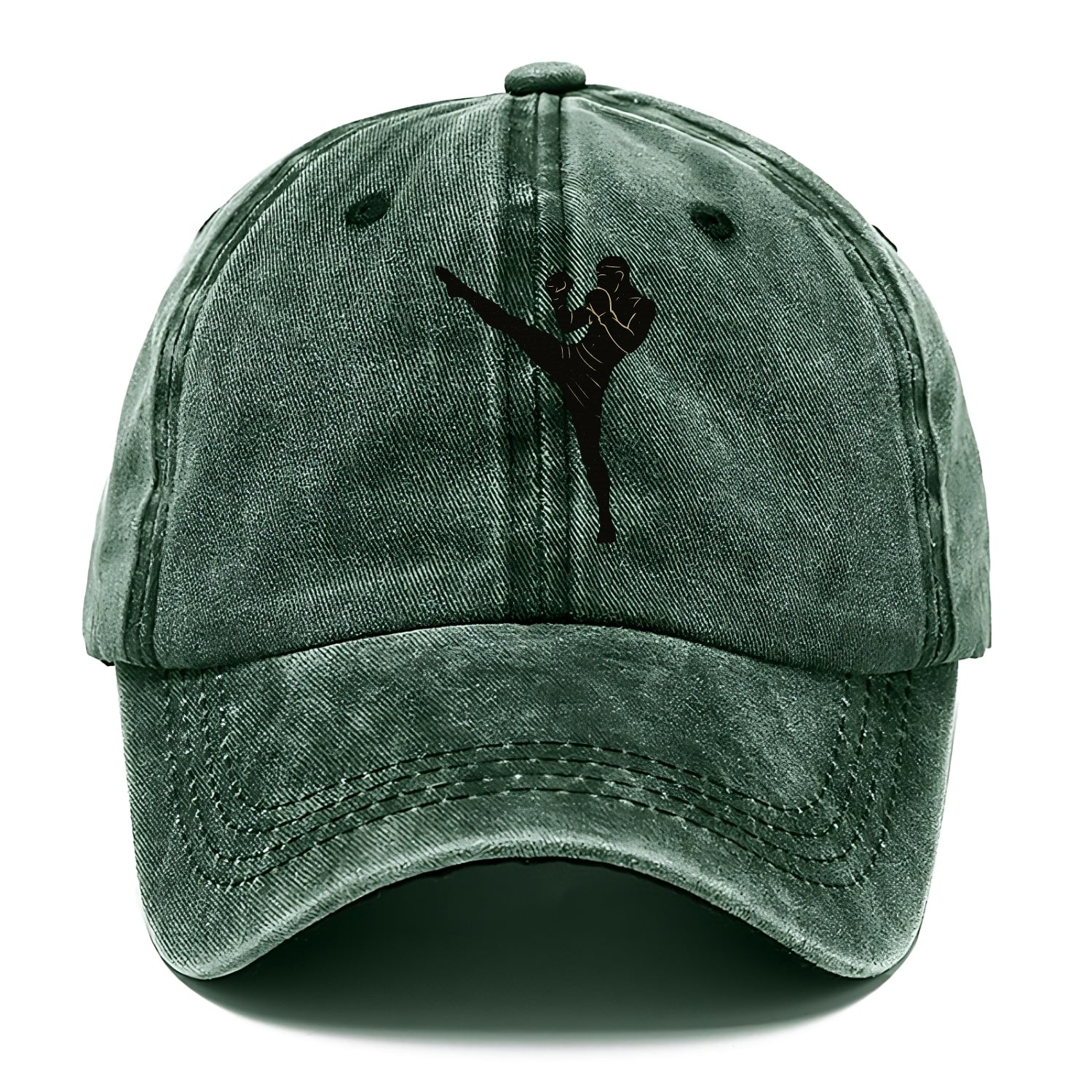 Kickboxer delivering roundhouse kick - Classic Cap - Forest Mist(Green)