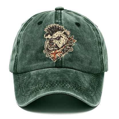 PUNK BULLDOG | British bulldog with mohawk | Safety pins through collar | Union Jack - Classic Cap - Forest Mist(Green)