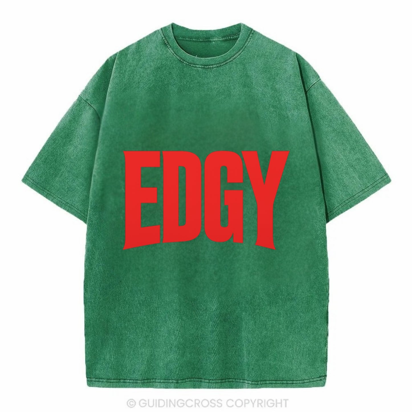 Bold typography design - "EDGY" - pushing boundaries, unconventional - Vintage T-shirt - Forest Mist(Green)