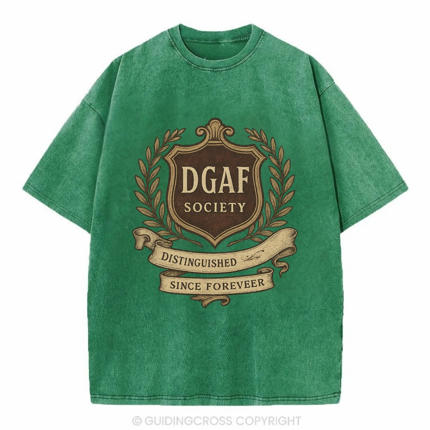 Official membership card design - "DGAF Society - Distinguished Members Since - Vintage T-shirt - Forest Mist(Green)