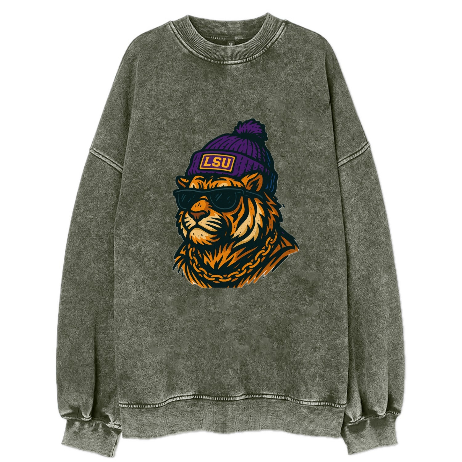 LSU Mike Tiger - Vintage Sweatshirt - Forest Mist(Green)