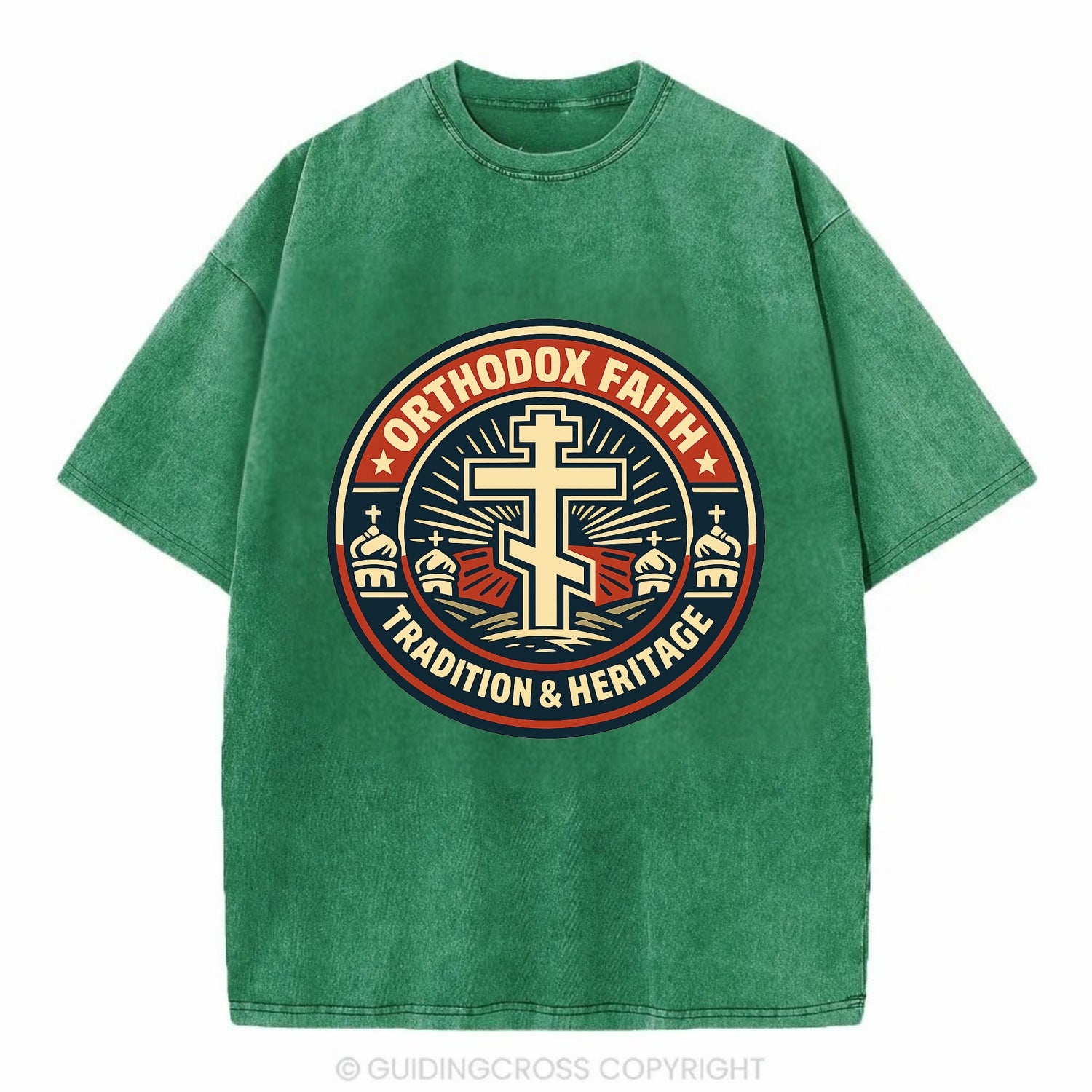 Faithful Heritage Emblem - Vintage T-shirt - Forest Mist(Green)