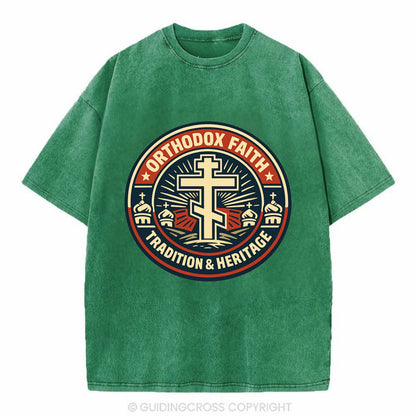 Faithful Heritage Emblem - Vintage T-shirt - Forest Mist(Green)