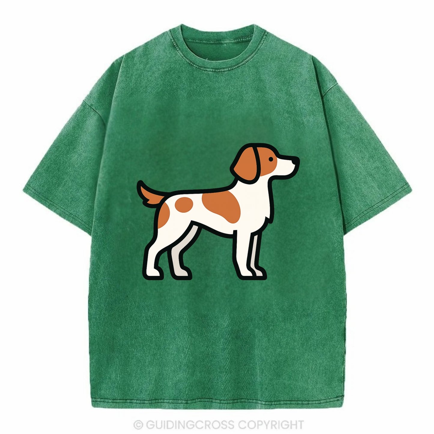 Brittany Spaniel - Orange and white flat side profile - Vintage T-shirt - Forest Mist(Green)