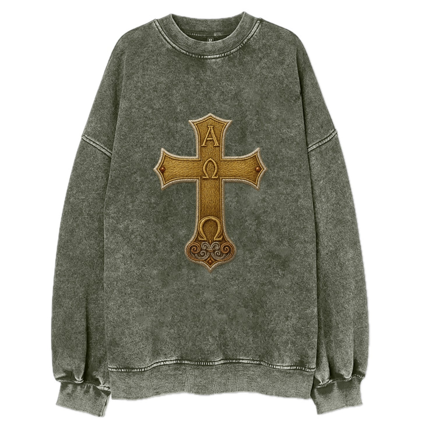 Alpha Omega Cross  - Vintage Sweatshirt - Forest Mist(Green)