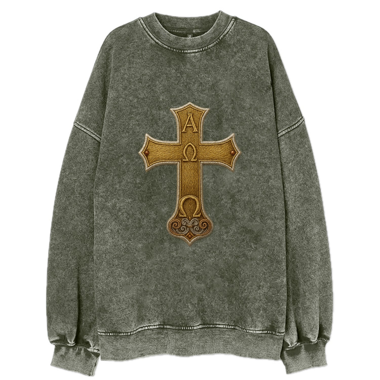 Alpha Omega Cross  - Vintage Sweatshirt - Forest Mist(Green)