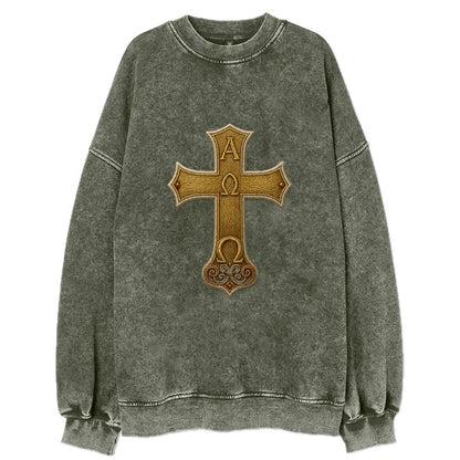 Alpha Omega Cross  - Vintage Sweatshirt - Forest Mist(Green)