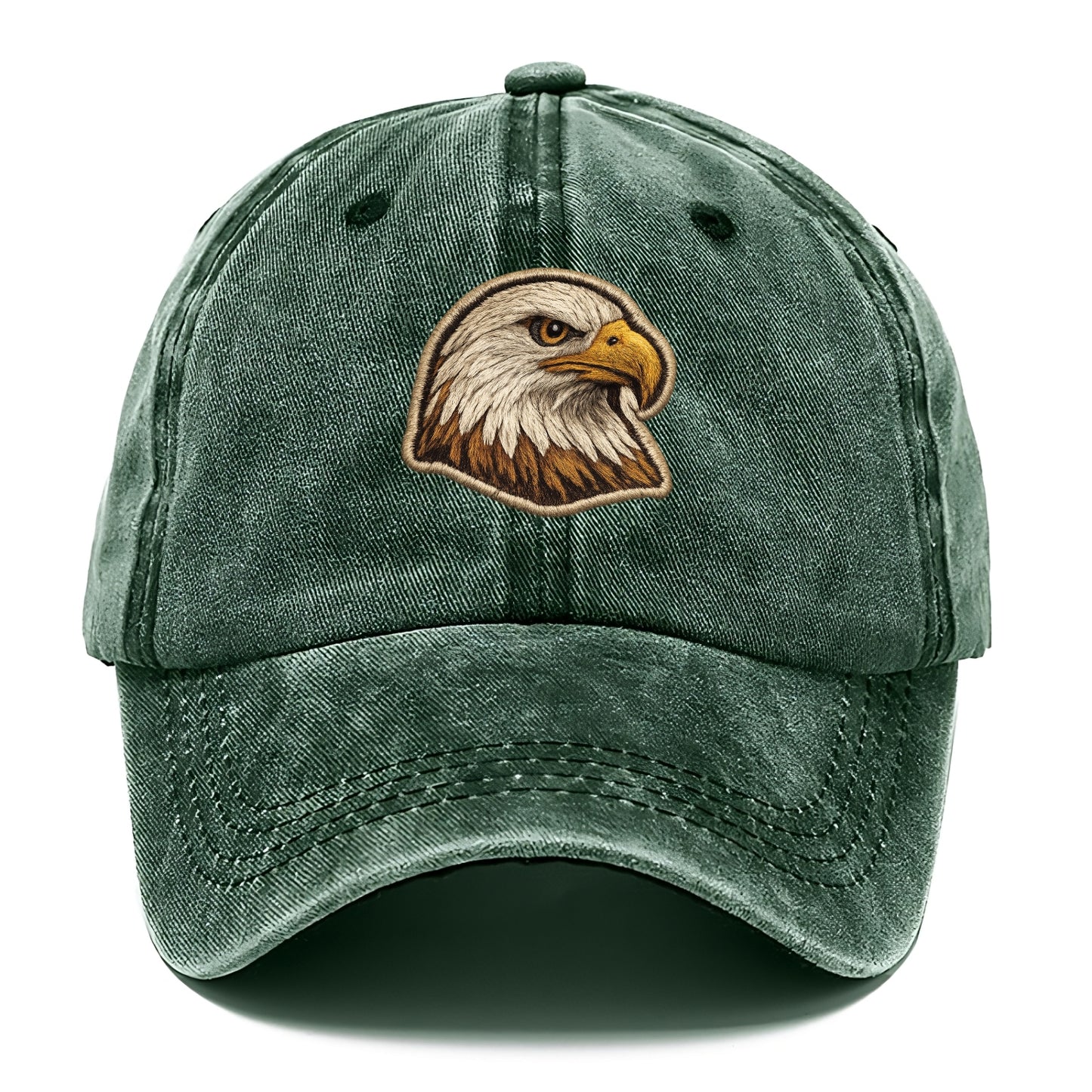 EAGLE HEAD PROFILE - majestic bald eagle in brown, white and gold , American pride - Classic Cap - Forest Mist(Green)