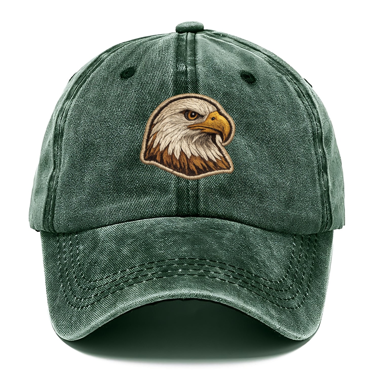 EAGLE HEAD PROFILE - majestic bald eagle in brown, white and gold , American pride - Classic Cap - Forest Mist(Green)