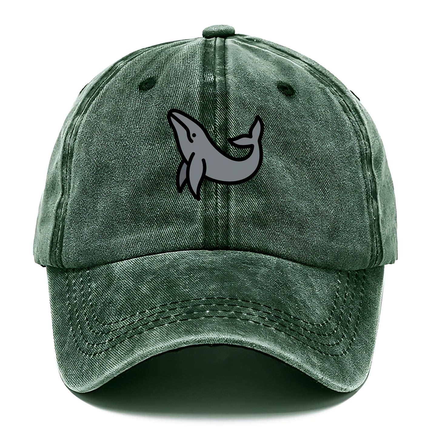 Humpback Whale - Gray breaching pose flat side profile - Classic Cap - Forest Mist(Green)