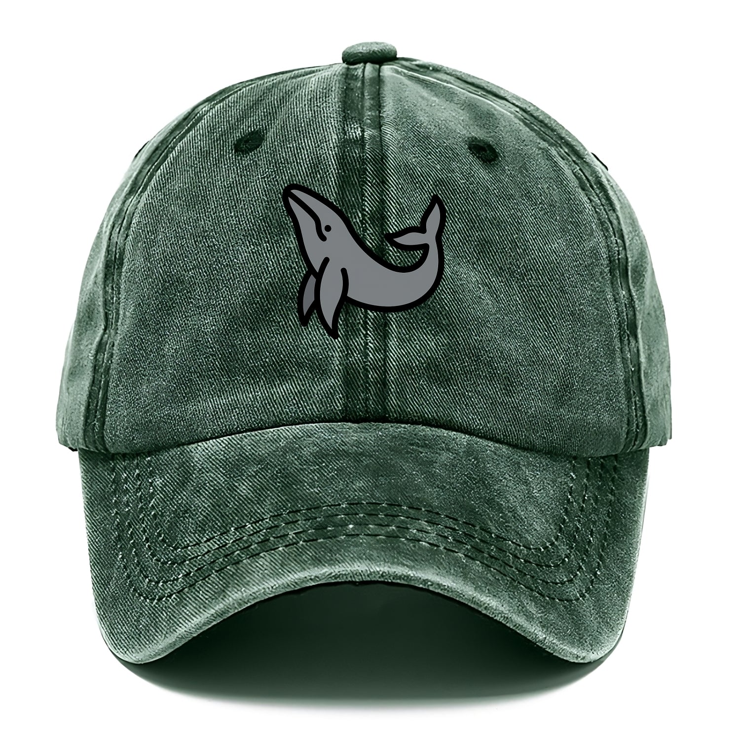 Humpback Whale - Gray breaching pose flat side profile - Classic Cap - Forest Mist(Green)
