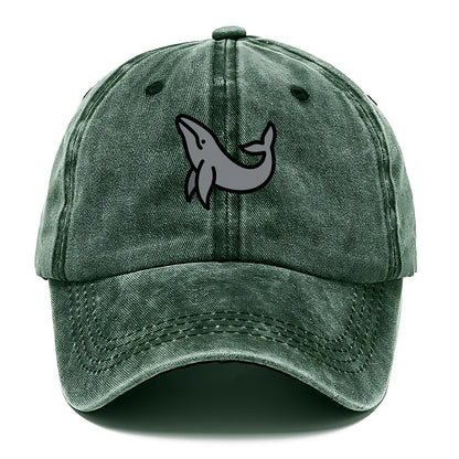 Humpback Whale - Gray breaching pose flat side profile - Classic Cap - Forest Mist(Green)
