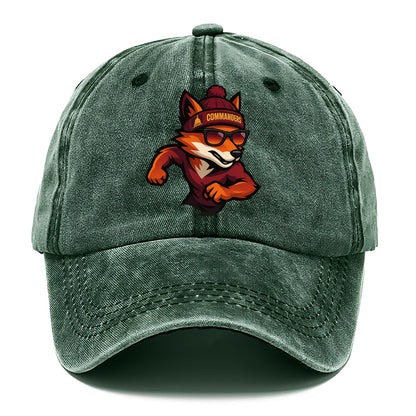 Washington Fox wearing Commanders beanie with Capitol patch and wayfarer sunglasses - Classic Cap - Forest Mist(Green)