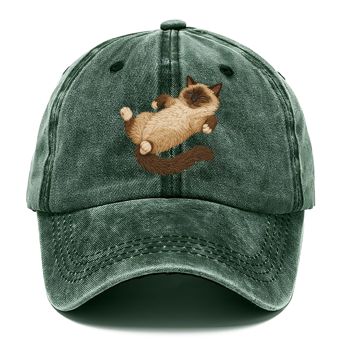 Birman  fully relaxed sprawled out embro Classic Cap - Forest Mist(Green)