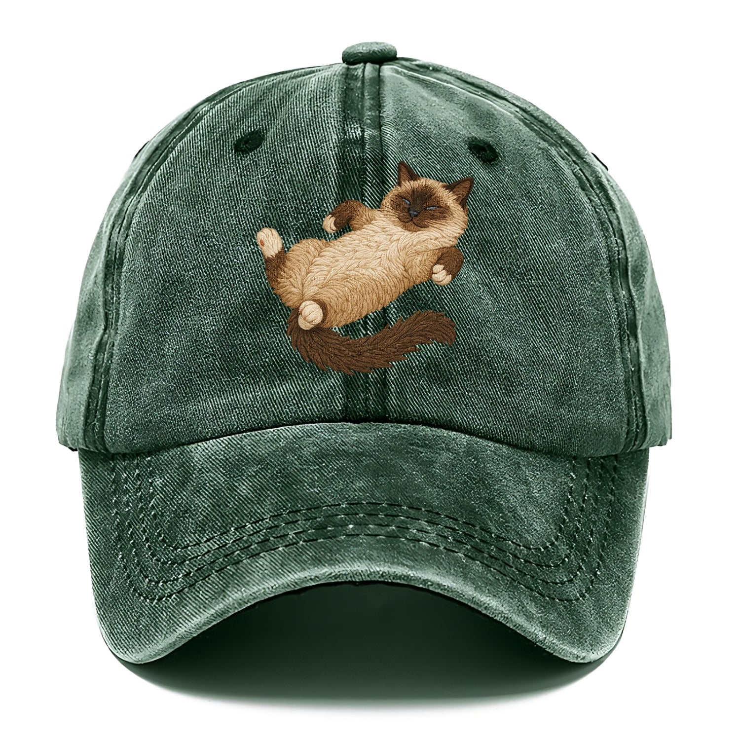 Birman  fully relaxed sprawled out embro Classic Cap - Forest Mist(Green)