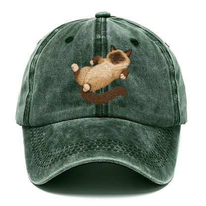 Birman  fully relaxed sprawled out embro Classic Cap - Forest Mist(Green)