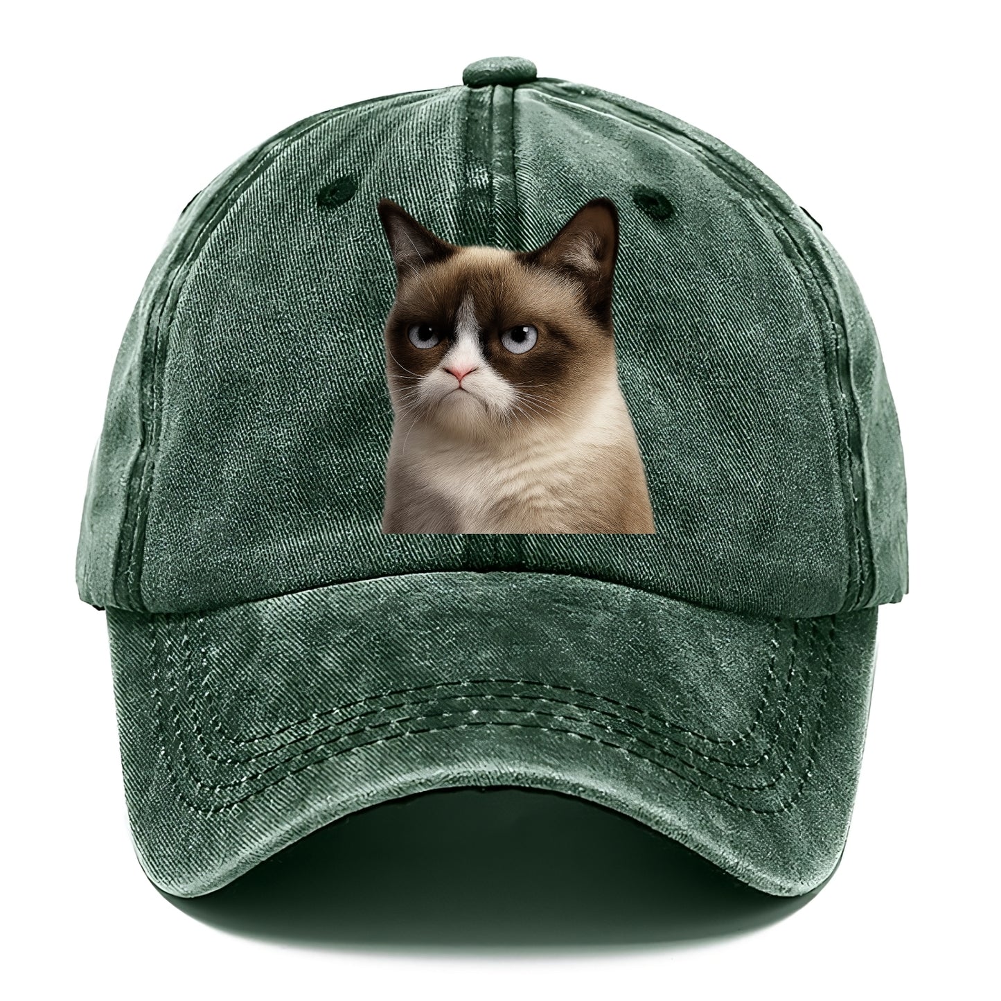Grumpy Cat Expression  - Classic Cap - Forest Mist(Green)