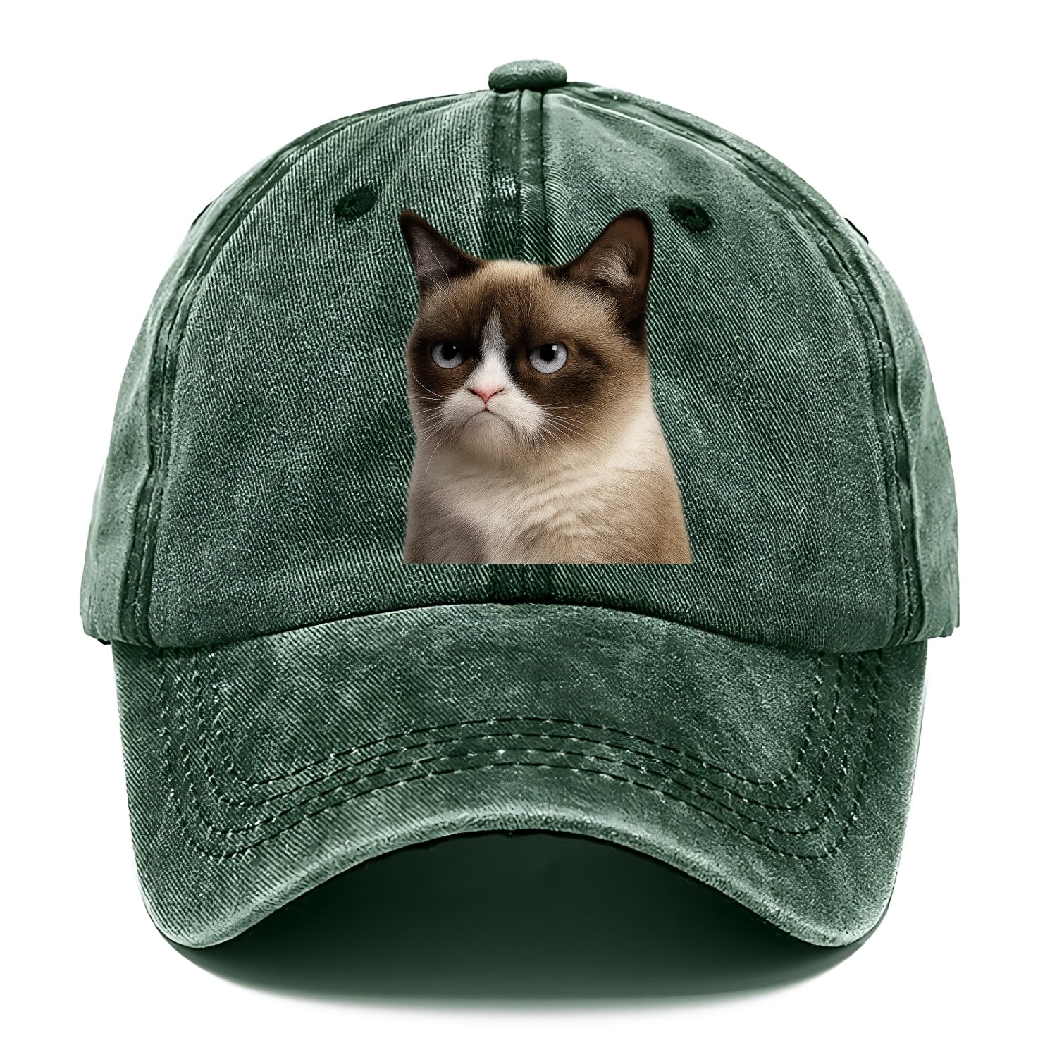 Grumpy Cat Expression  - Classic Cap - Forest Mist(Green)