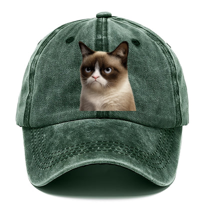 Grumpy Cat Expression  - Classic Cap - Forest Mist(Green)