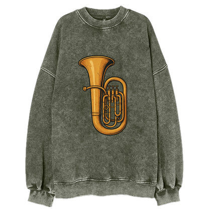 Tuba with large brass bell - Vintage Sweatshirt - Forest Mist(Green)