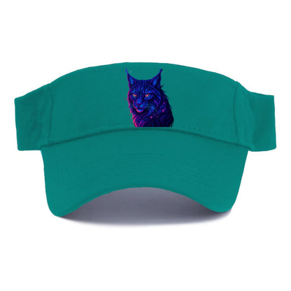 Stealthy lynx with ear tufts forming constellation patterns, nebula spots across the body, - Visor - Forest Mist(Green)