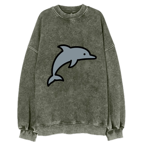 Bottlenose Dolphin - Gray jumping pose flat side profile - Vintage Sweatshirt