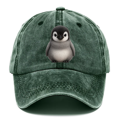 Baby Adelie Penguin - black and white, round body, curious eyes, front-facing, - Classic Cap - Forest Mist(Green)