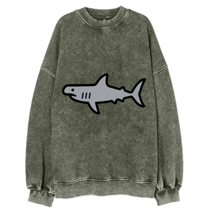 Hammerhead Shark - Gray distinctive head flat side profile - Vintage Sweatshirt - Forest Mist(Green)