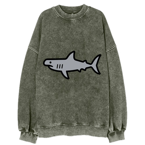 Hammerhead Shark - Gray distinctive head flat side profile - Vintage Sweatshirt