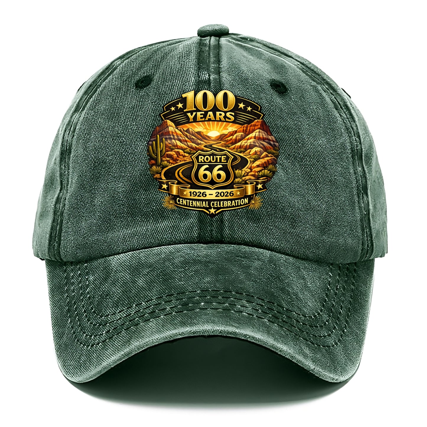 PAINTED DESERT | Colorful desert landscape | Route 66 winding through | Natural - Classic Cap - Forest Mist(Green)