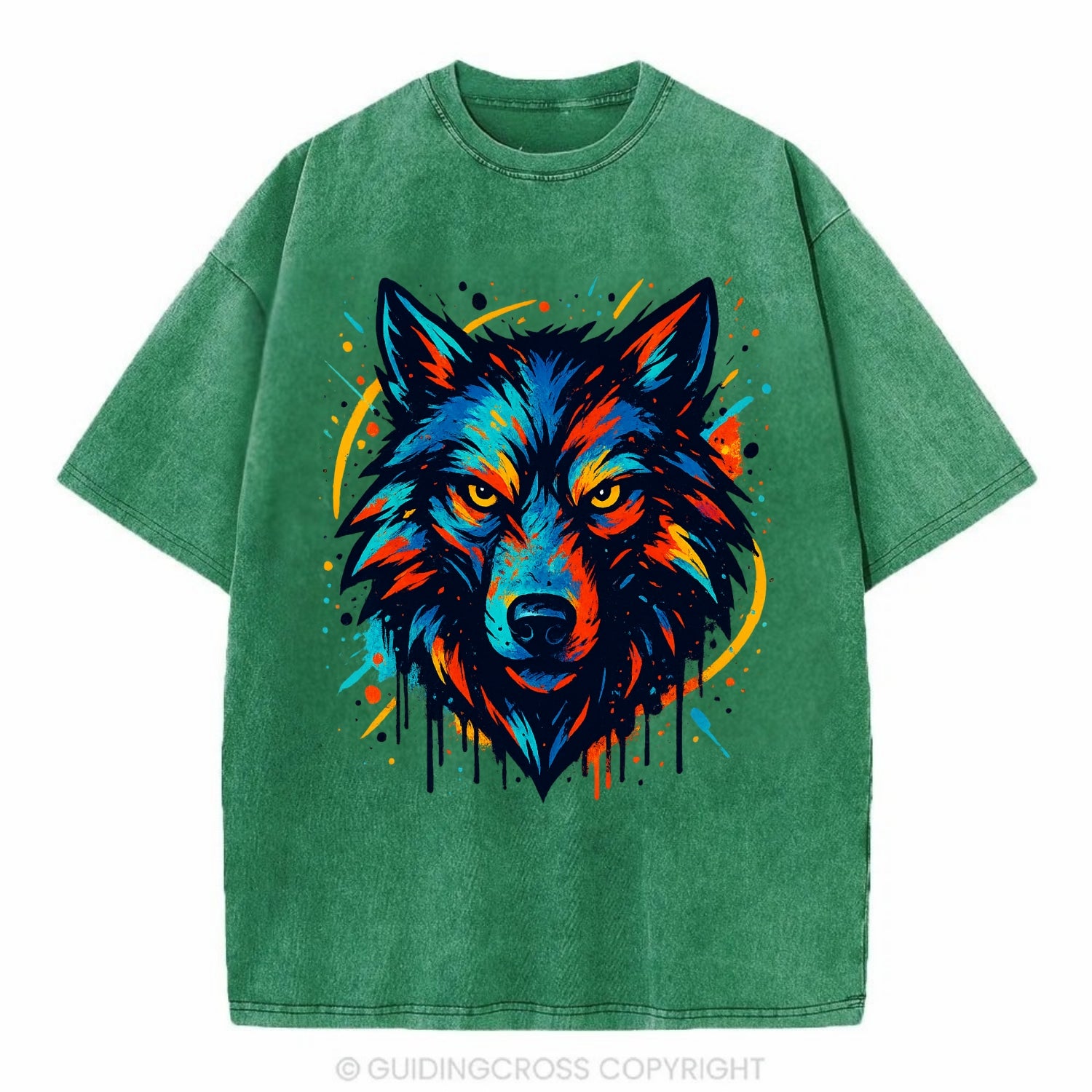 Alpha Wolf Leader  - Vintage T-shirt - Forest Mist(Green)
