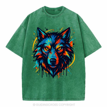 Alpha Wolf Leader  - Vintage T-shirt - Forest Mist(Green)