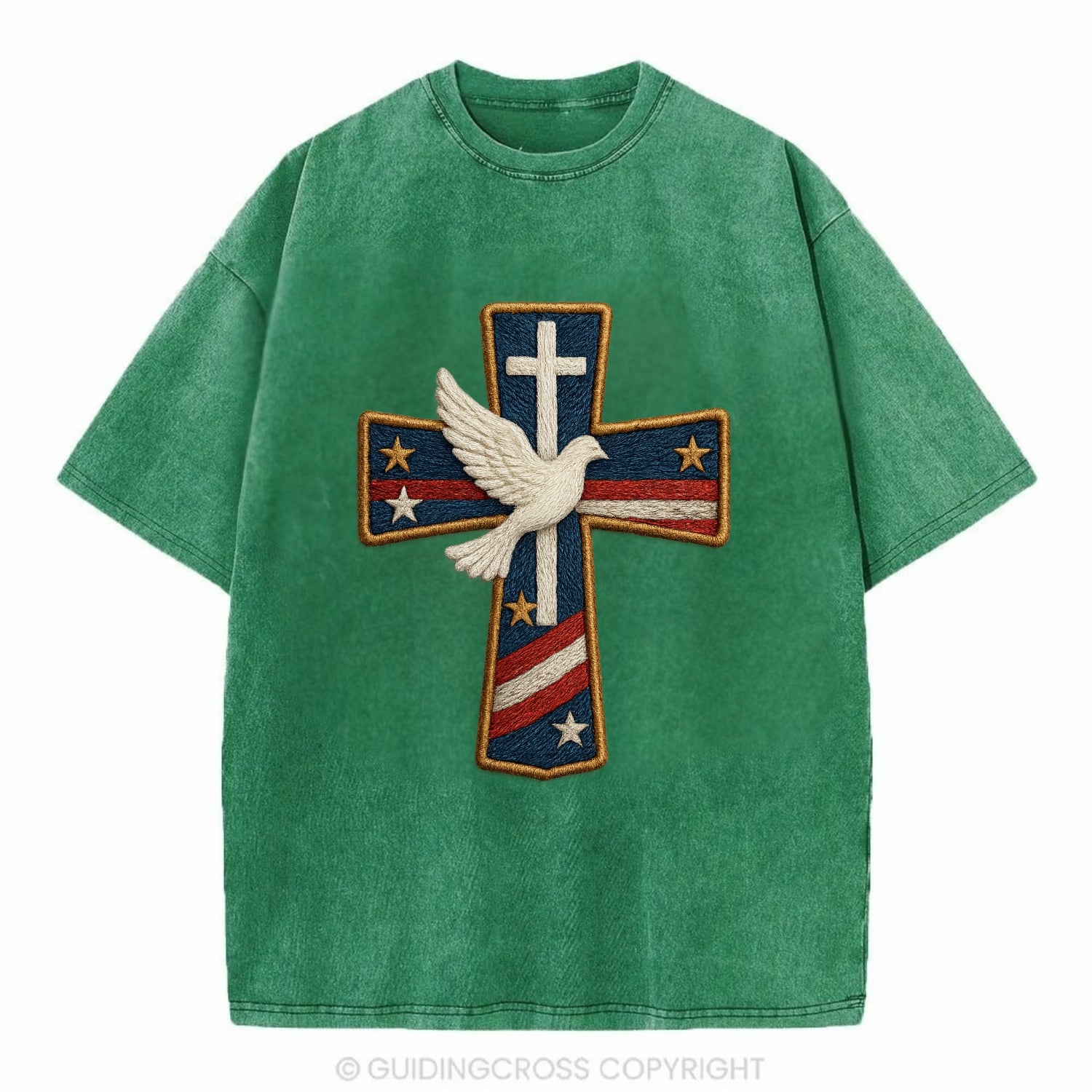 Dove and Cross  - Vintage T-shirt - Forest Mist(Green)