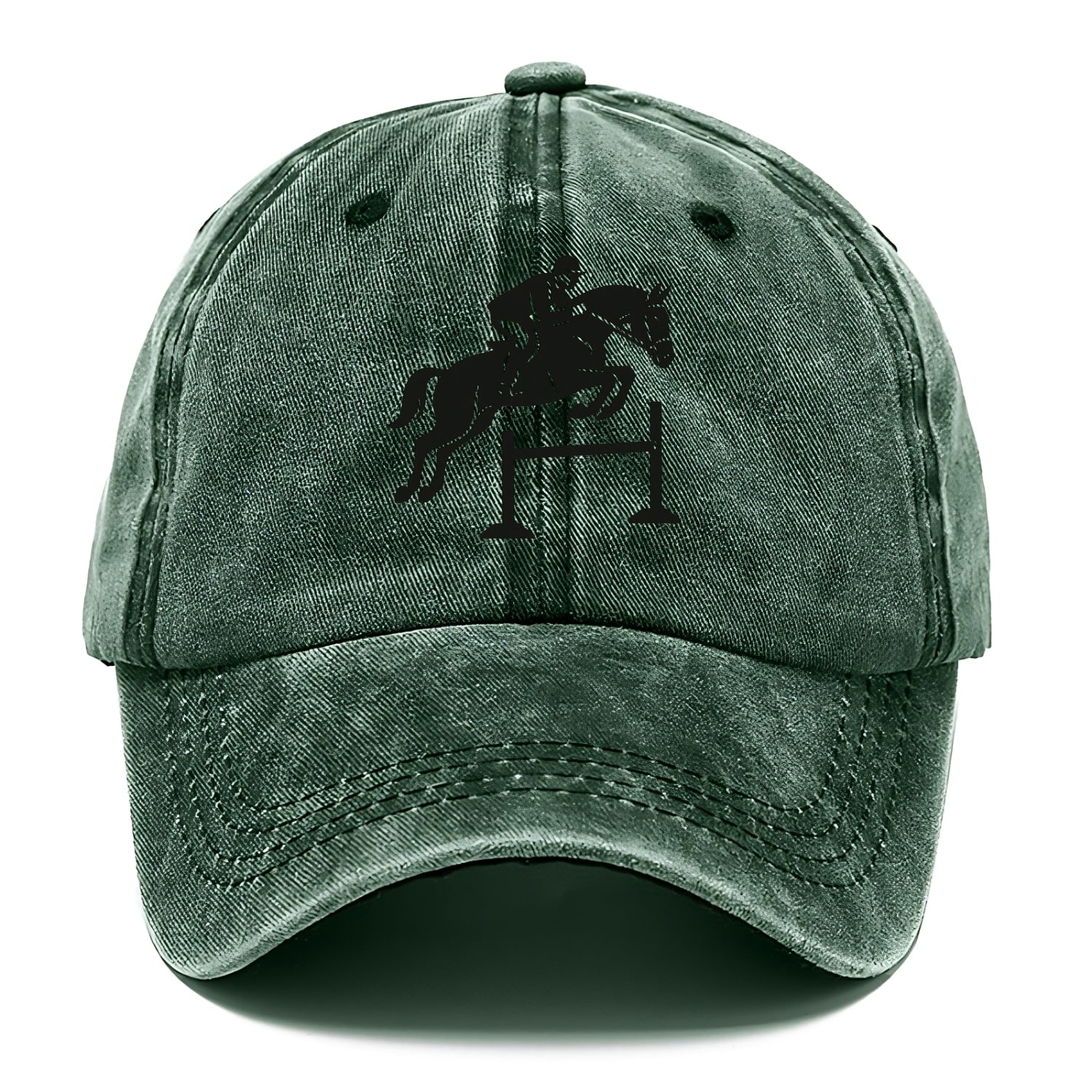 Equestrian jumping over obstacle - Classic Cap - Forest Mist(Green)