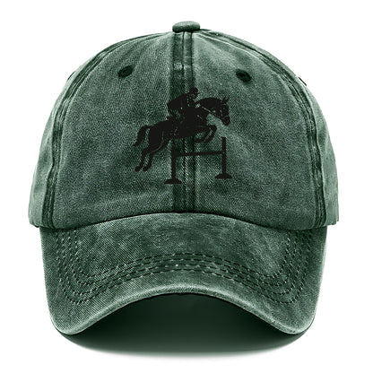 Equestrian jumping over obstacle - Classic Cap - Forest Mist(Green)