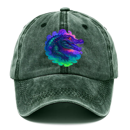 Primordial crocodile with scales pulsing plasma energy in green and purple, ancient - Classic Cap - Forest Mist(Green)
