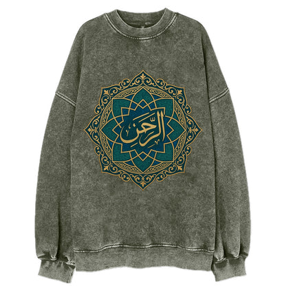 Ar-Rahman Geometric - Vintage Sweatshirt - Forest Mist(Green)