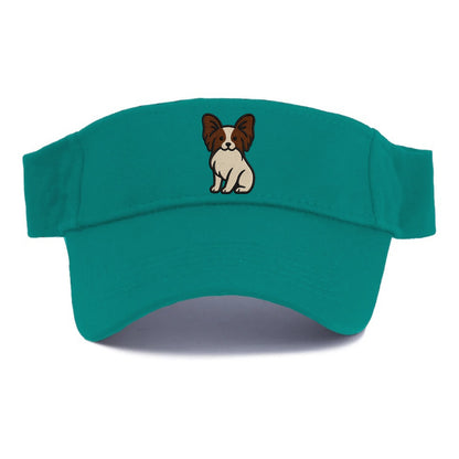 Papillon - White with brown ears sitting Visor - Forest Mist(Green)