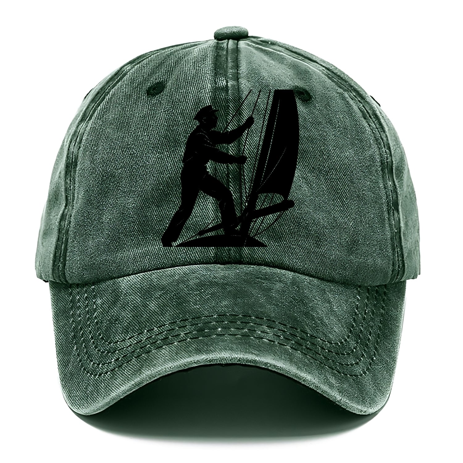 Sailor adjusting the boom on a sailboat - Classic Cap - Forest Mist(Green)