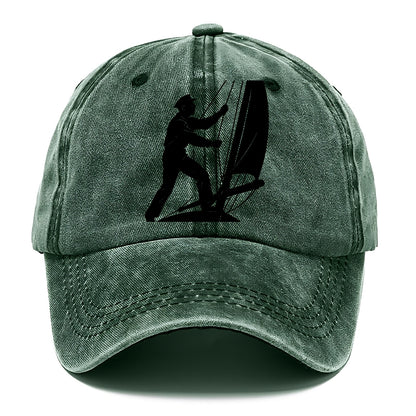 Sailor adjusting the boom on a sailboat - Classic Cap - Forest Mist(Green)