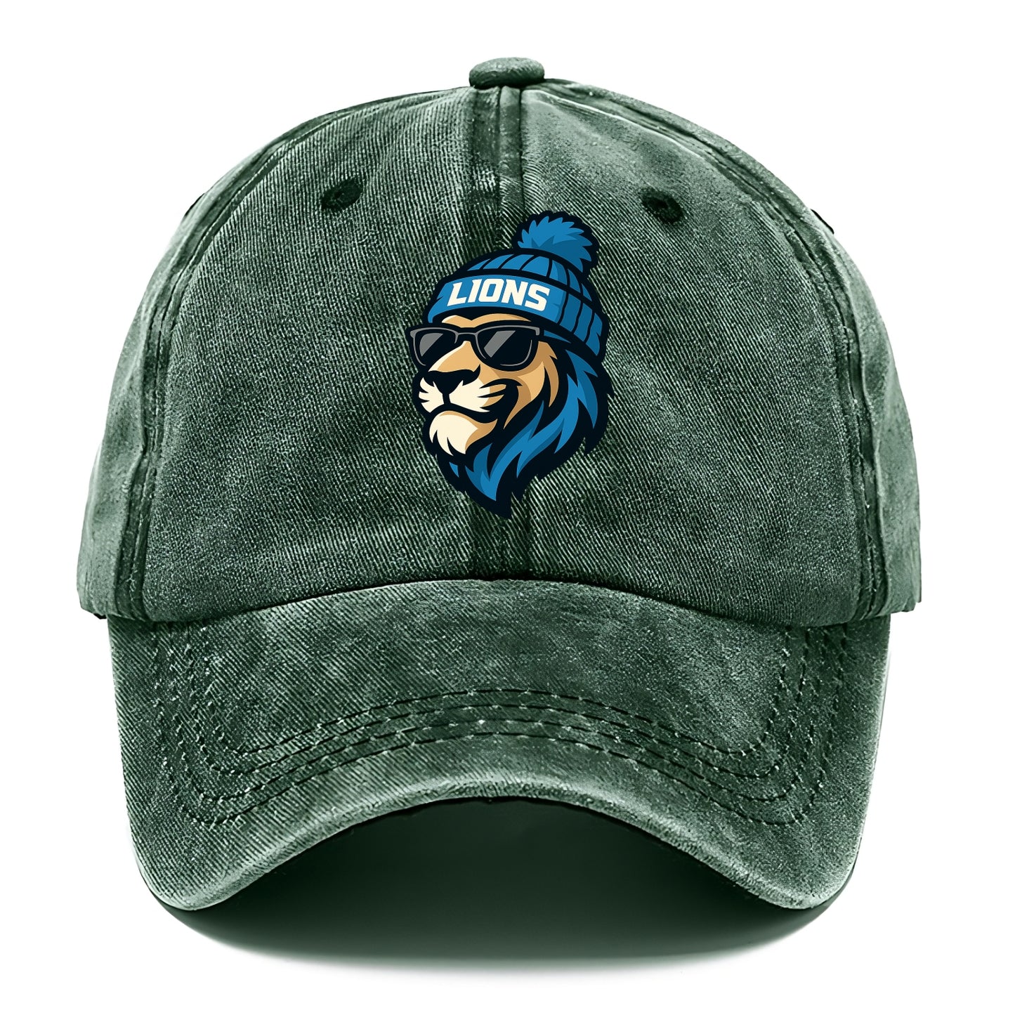 Detroit Lion wearing Lions Honolulu blue and silver beanie with pom pom and wayfarer - Classic Cap - Forest Mist(Green)