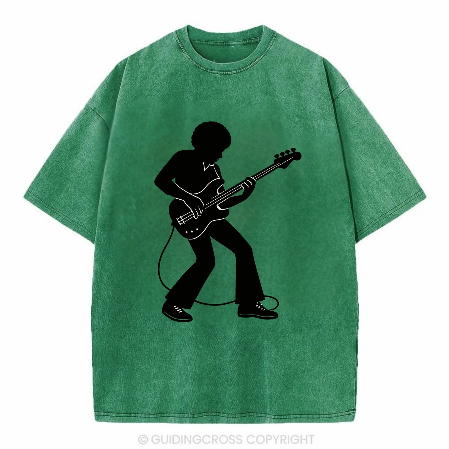 Bass guitarist slap technique - Vintage T-shirt - Forest Mist(Green)