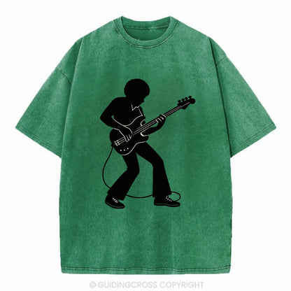 Bass guitarist slap technique - Vintage T-shirt - Forest Mist(Green)