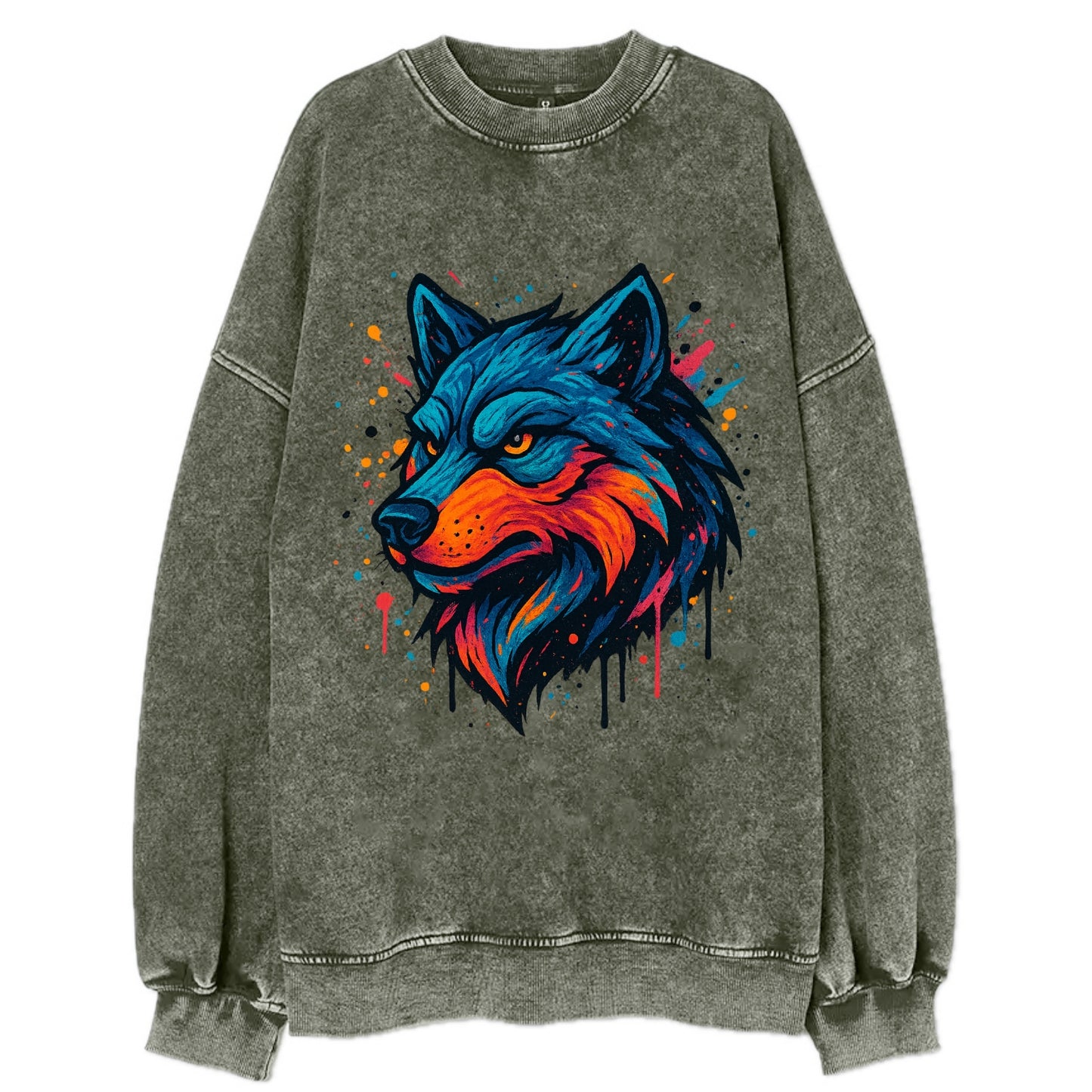 Velvet Wolf Royal  - Vintage Sweatshirt - Forest Mist(Green)